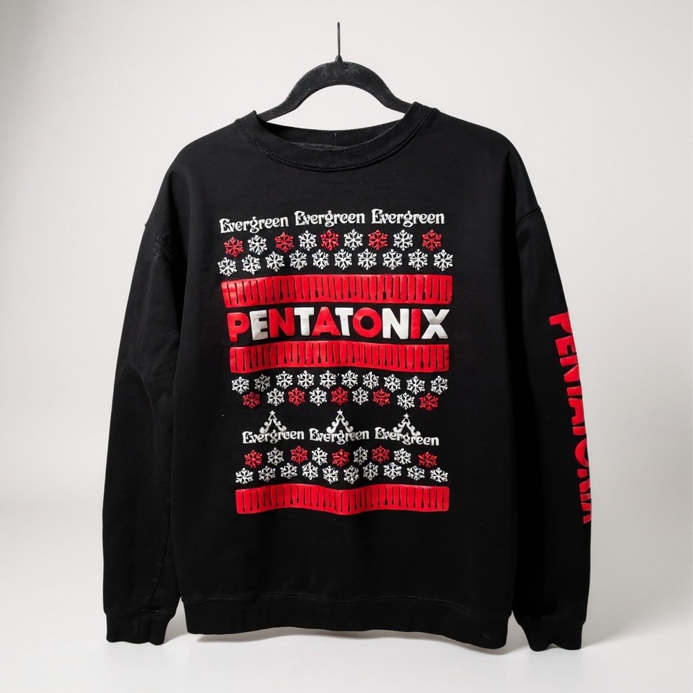 PENTATONIX Ugly Christmas Sweater Black Long Sleeve Crew Neck Sweatshirt XXL